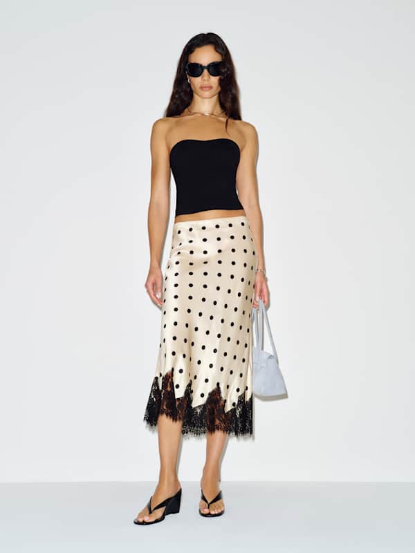 Carolina Silk Skirt - Sundae Dot